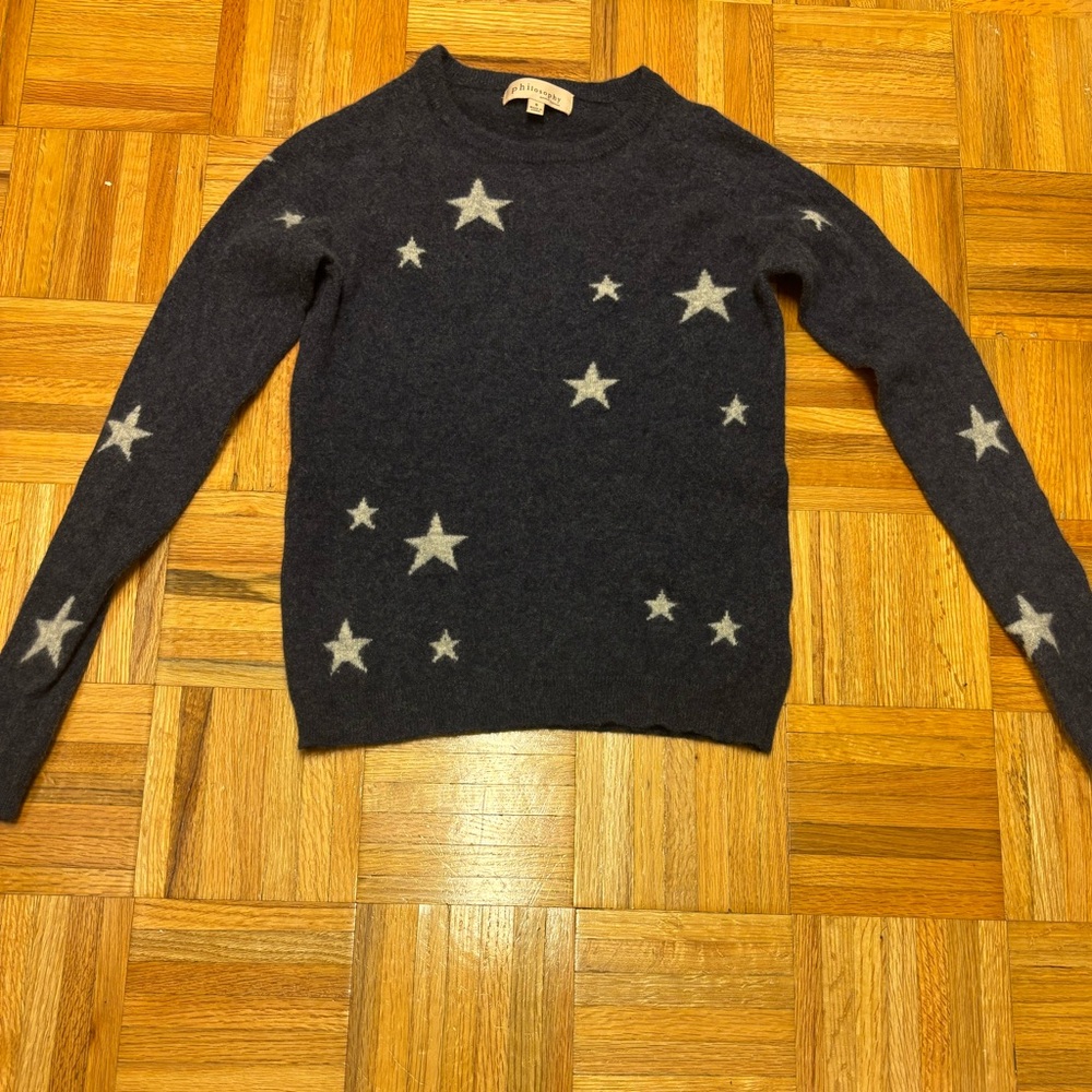 Philosophy Navy and White Star Sweater